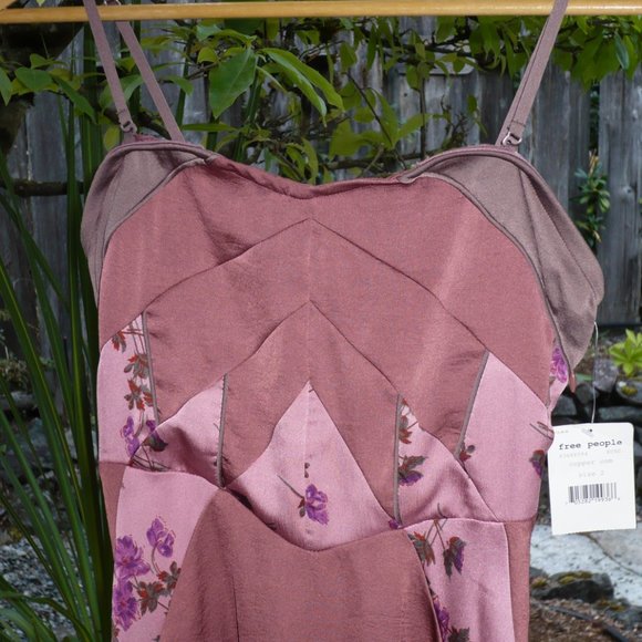 NWT Y2K Free People Womens Pink Floral High Low Fairycore Slip Dress - 2 - Picture 5 of 9
